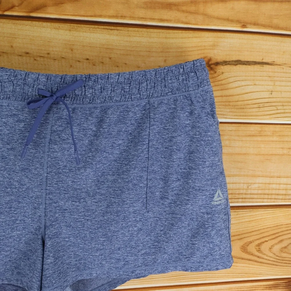 Reebok Athletic Shorts Womens 3XL Blue‎ Heathered Pockets Elastic Waist Comfort